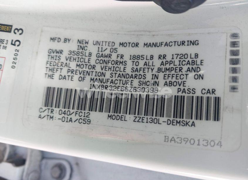 Photo 9 of 2006 Toyota Corolla S (VIN 1NXBR32E66Z630398)