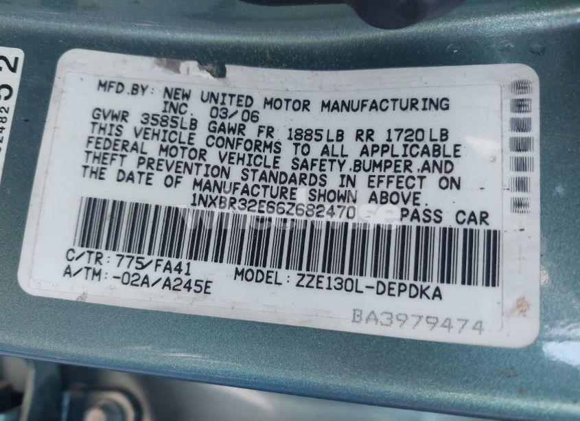 Photo 9 of 2006 Toyota Corolla CE (VIN 1NXBR32E66Z682470)