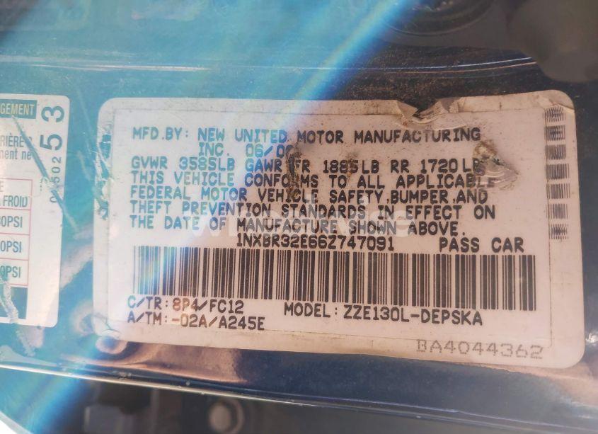 Photo 9 of 2006 Toyota Corolla S (VIN 1NXBR32E66Z747091)