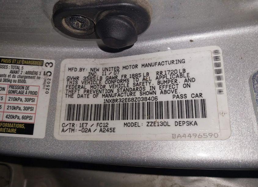 Photo 9 of 2008 Toyota Corolla S (VIN 1NXBR32E68Z038406)