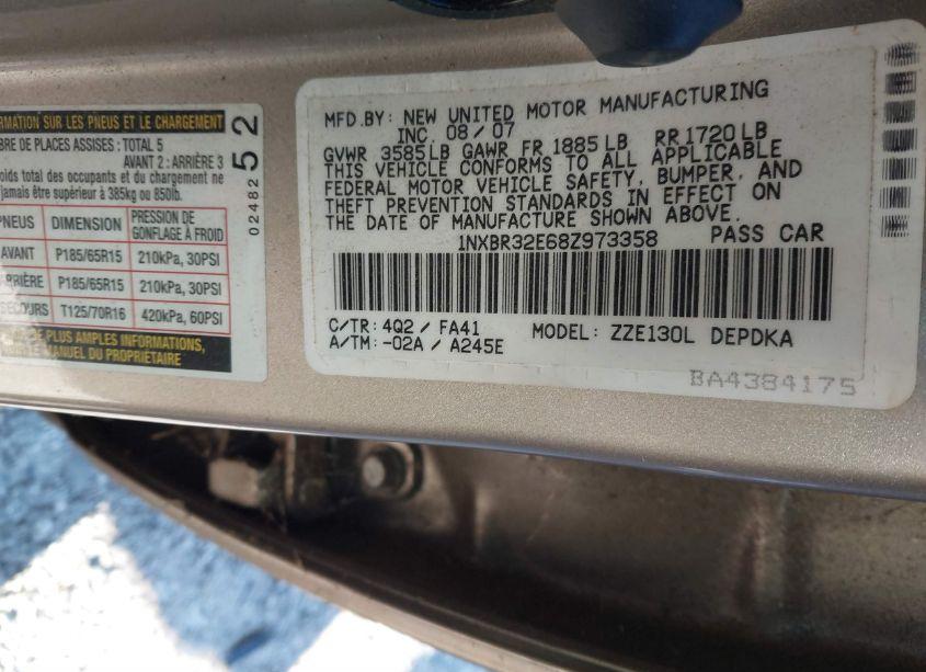 Photo 9 of 2008 Toyota Corolla CE (VIN 1NXBR32E68Z973358)
