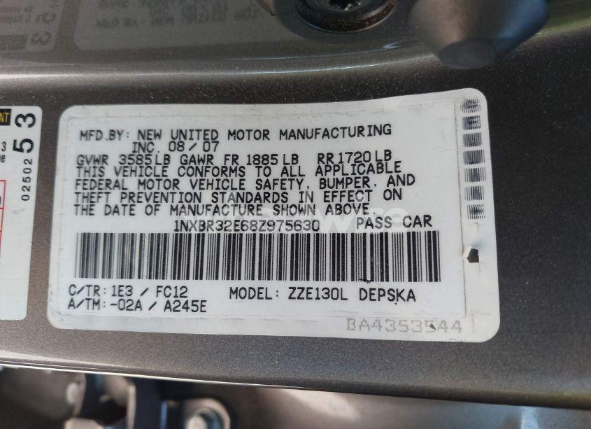 Photo 9 of 2008 Toyota Corolla S (VIN 1NXBR32E68Z975630)