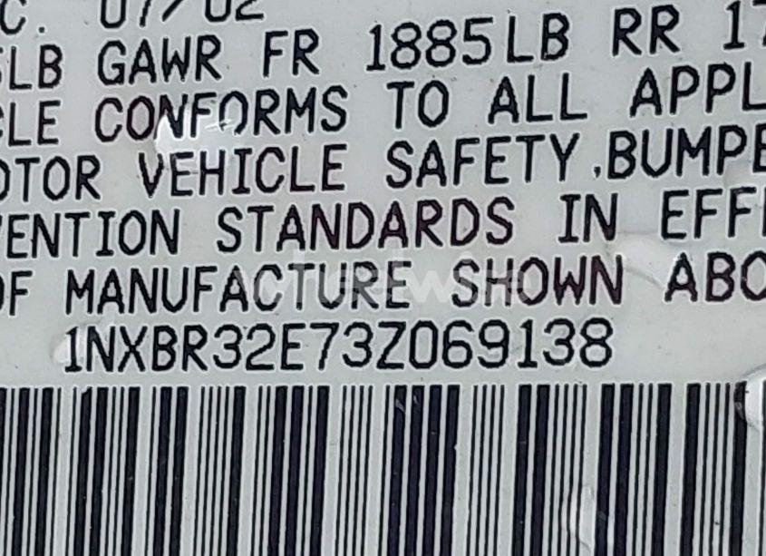 Photo 9 of 2003 Toyota Corolla S (VIN 1NXBR32E73Z069138)