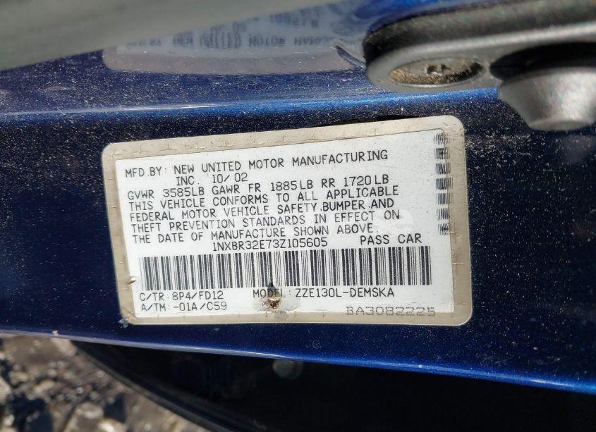 Photo 9 of 2003 Toyota Corolla S (VIN 1NXBR32E73Z105605)