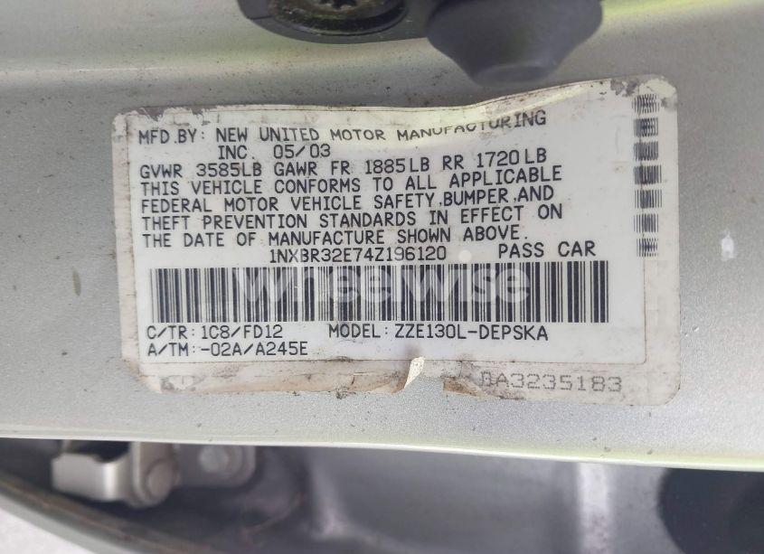 Photo 9 of 2004 Toyota Corolla S (VIN 1NXBR32E74Z196120)