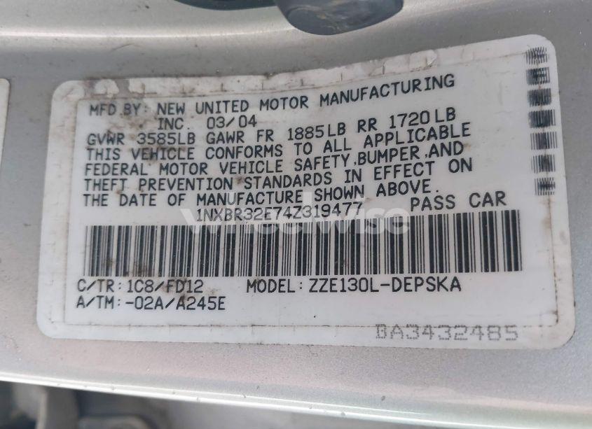 Photo 9 of 2004 Toyota Corolla S (VIN 1NXBR32E74Z319477)