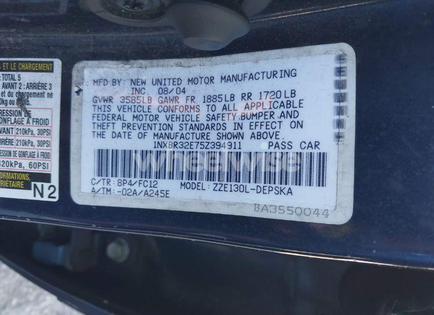 Photo 9 of 2005 Toyota Corolla S (VIN 1NXBR32E75Z394911)