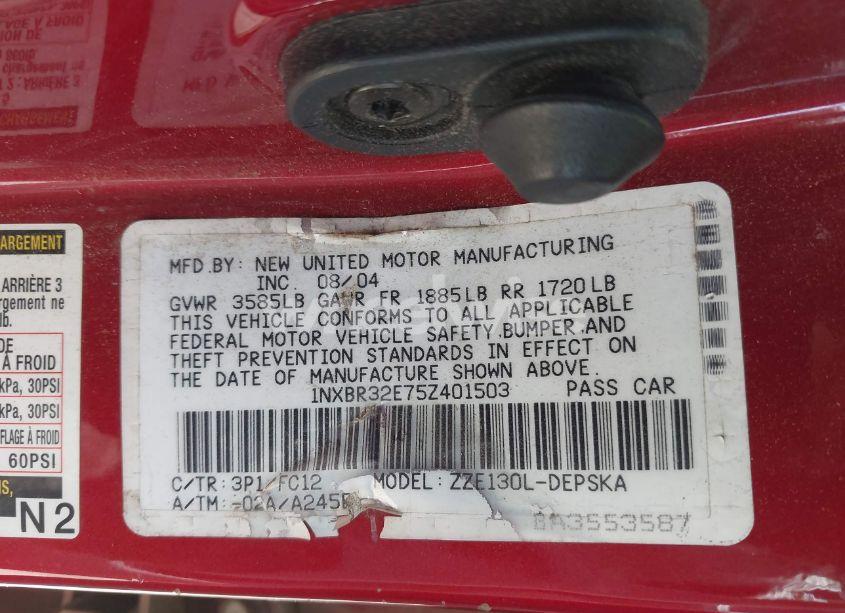 Photo 9 of 2005 Toyota Corolla S (VIN 1NXBR32E75Z401503)