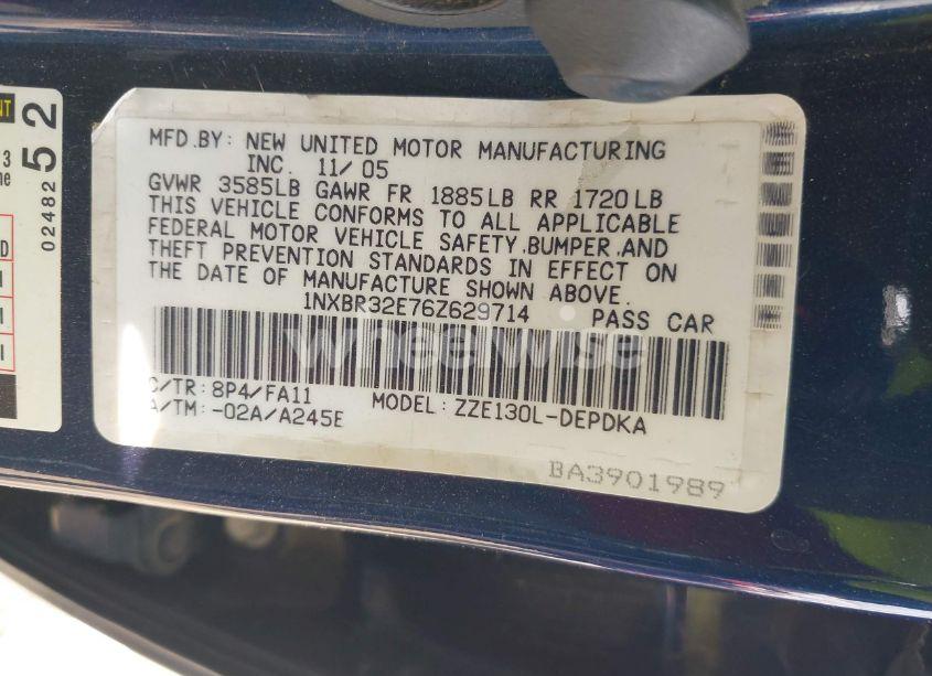 Photo 9 of 2006 Toyota Corolla CE (VIN 1NXBR32E76Z629714)