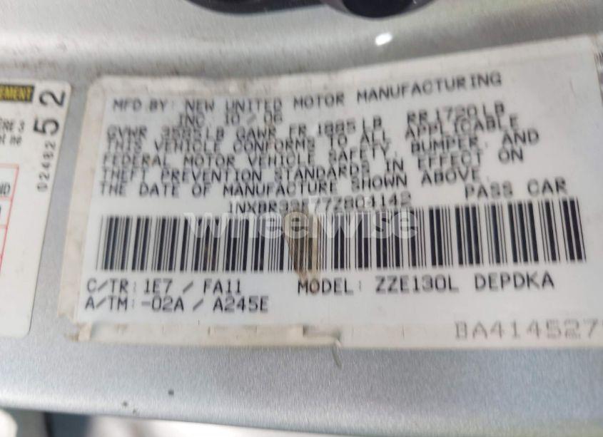 Photo 9 of 2007 Toyota Corolla CE (VIN 1NXBR32E77Z804142)