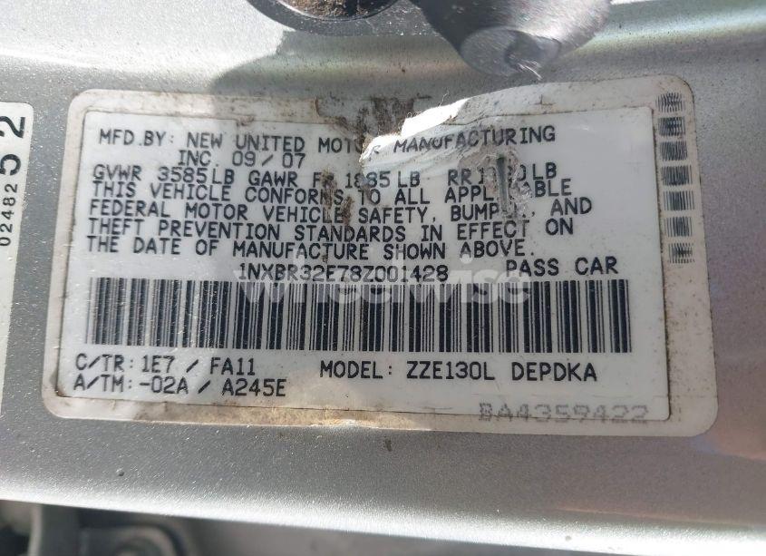 Photo 9 of 2008 Toyota Corolla CE (VIN 1NXBR32E78Z001428)