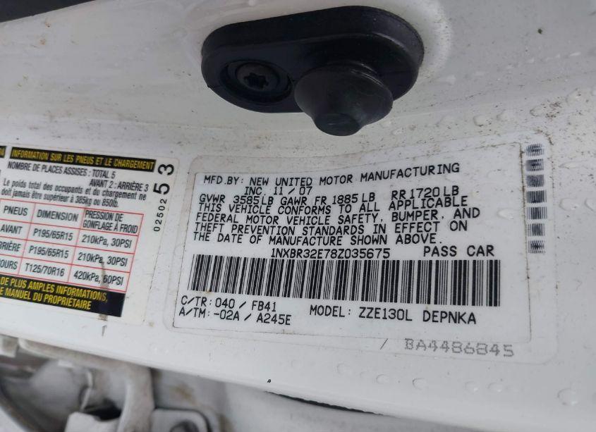 Photo 9 of 2008 Toyota Corolla LE (VIN 1NXBR32E78Z035675)