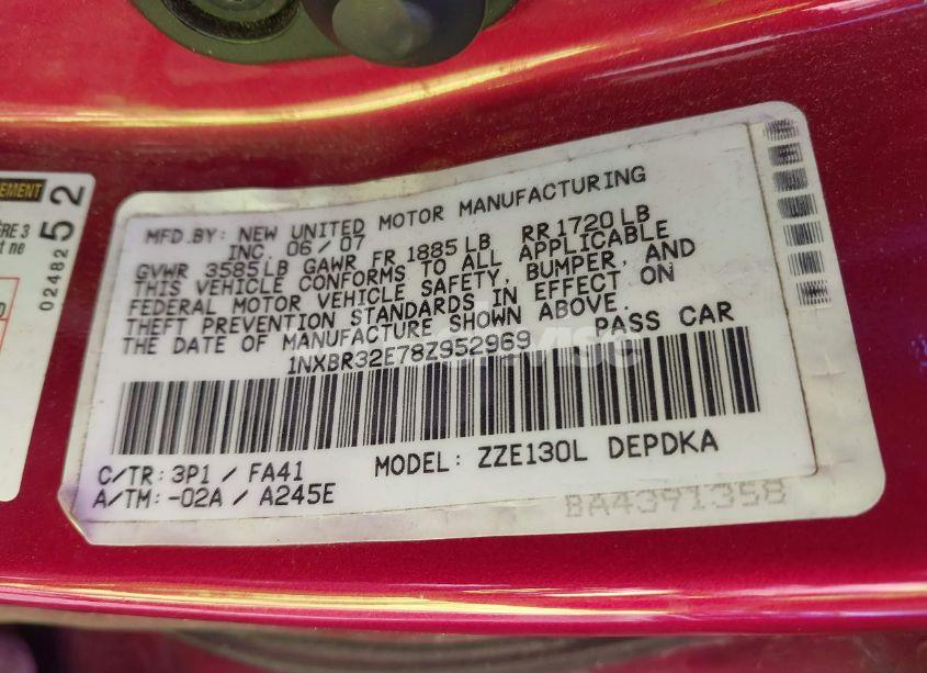 Photo 9 of 2008 Toyota Corolla CE (VIN 1NXBR32E78Z952969)