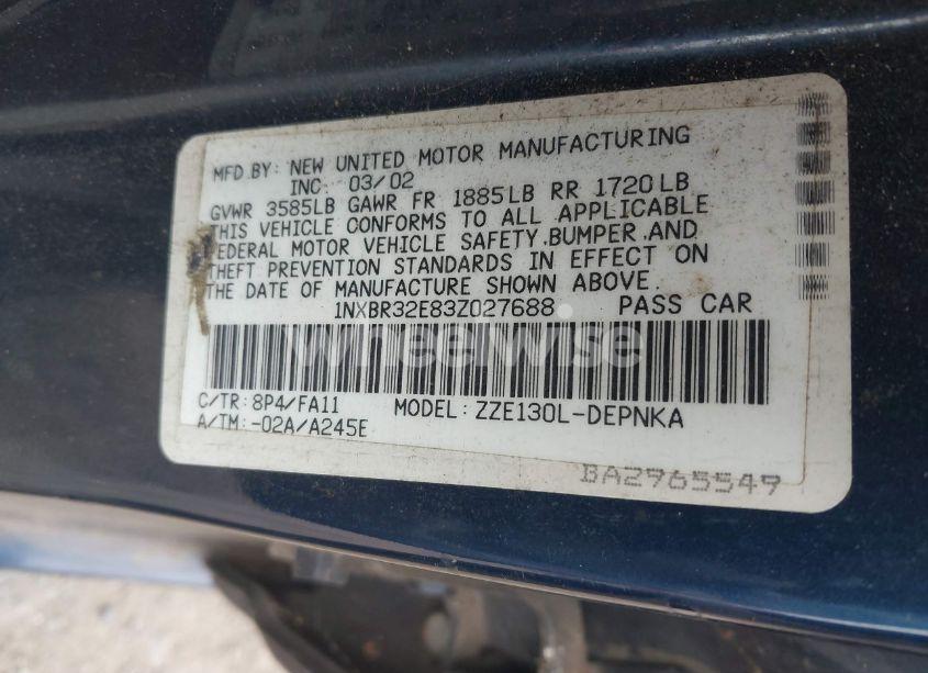 Photo 9 of 2003 Toyota Corolla LE (VIN 1NXBR32E83Z027688)