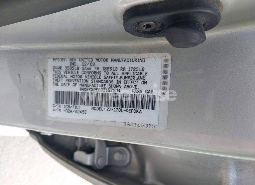 Photo 9 of 2003 Toyota Corolla CE (VIN 1NXBR32E83Z157504)