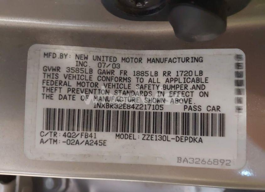 Photo 9 of 2004 Toyota Corolla CE (VIN 1NXBR32E84Z217105)