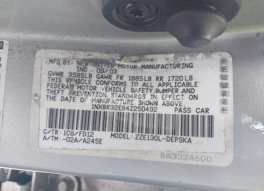 Photo 9 of 2004 Toyota Corolla S (VIN 1NXBR32E84Z250492)