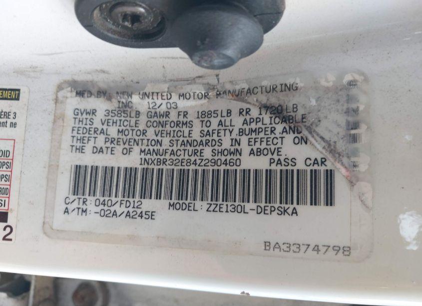 Photo 9 of 2004 Toyota Corolla S (VIN 1NXBR32E84Z290460)