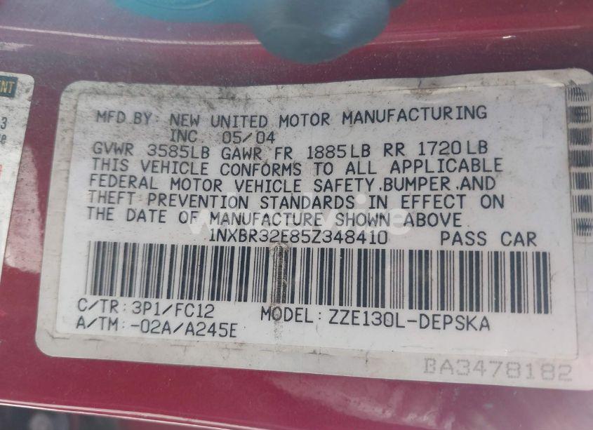 Photo 9 of 2005 Toyota Corolla S (VIN 1NXBR32E85Z348410)