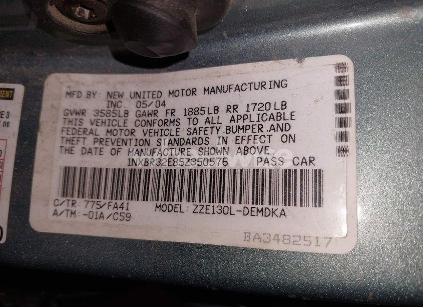 Photo 9 of 2005 Toyota Corolla CE (VIN 1NXBR32E85Z350576)