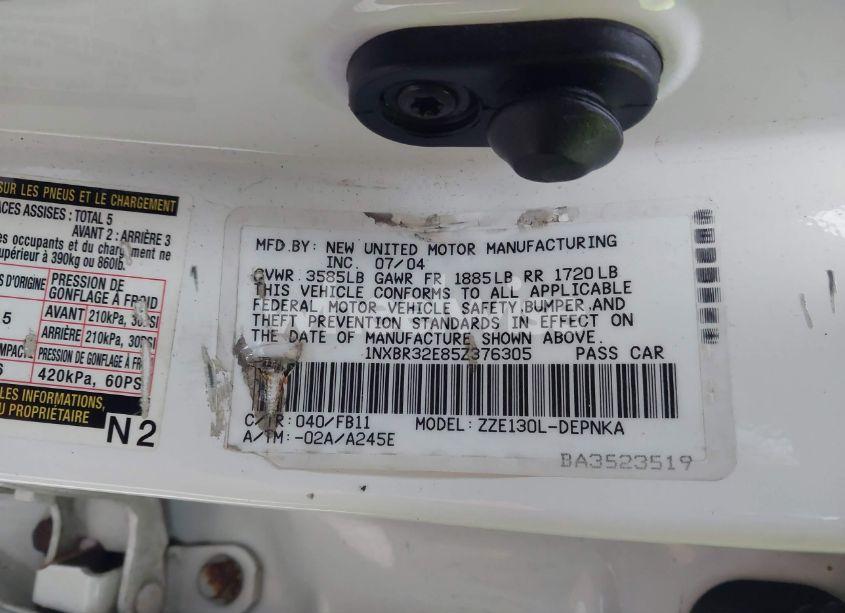 Photo 9 of 2005 Toyota Corolla LE (VIN 1NXBR32E85Z376305)