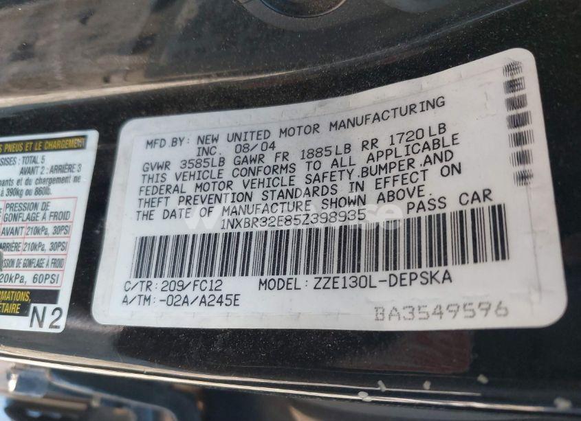 Photo 9 of 2005 Toyota Corolla S (VIN 1NXBR32E85Z398935)