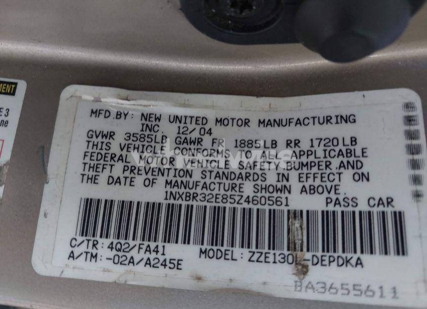 Photo 9 of 2005 Toyota Corolla CE (VIN 1NXBR32E85Z460561)