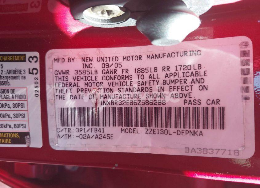 Photo 9 of 2006 Toyota Corolla LE (VIN 1NXBR32E86Z586288)