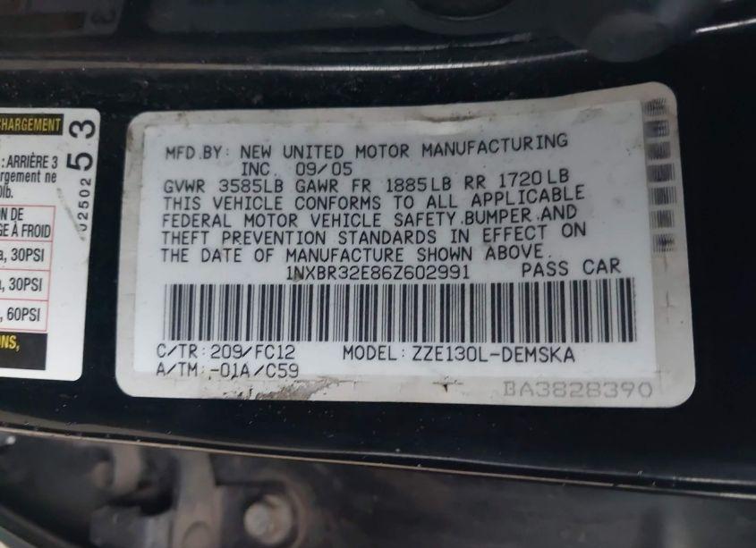 Photo 9 of 2006 Toyota Corolla S (VIN 1NXBR32E86Z602991)