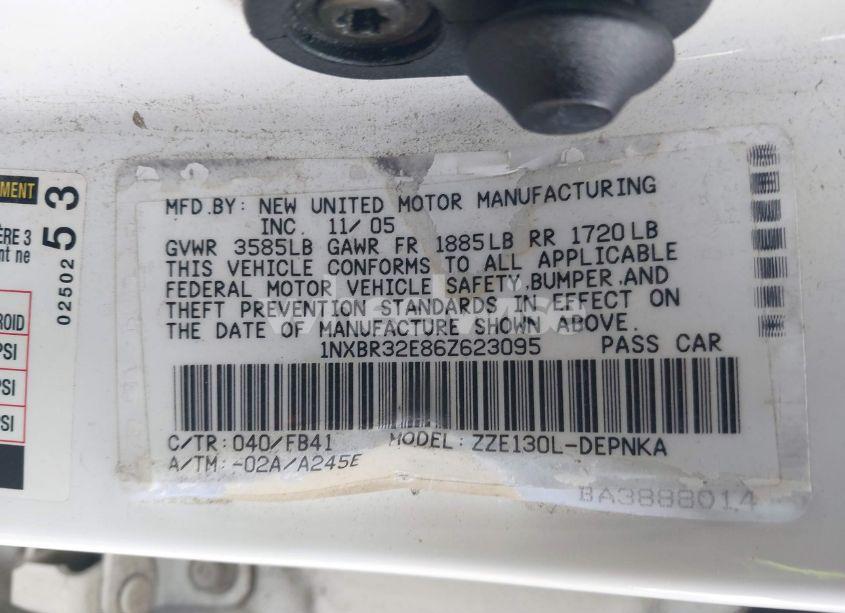 Photo 9 of 2006 Toyota Corolla LE (VIN 1NXBR32E86Z623095)