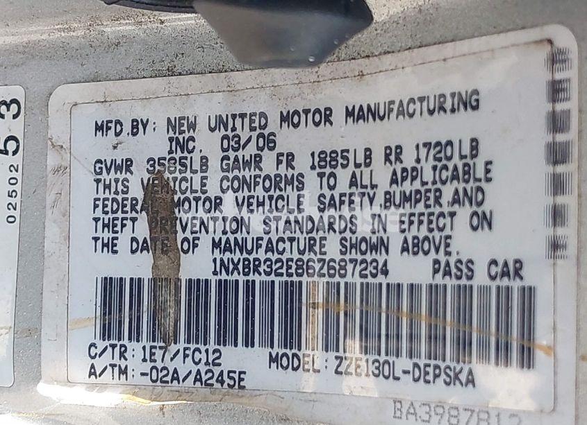 Photo 9 of 2006 Toyota Corolla S (VIN 1NXBR32E86Z687234)