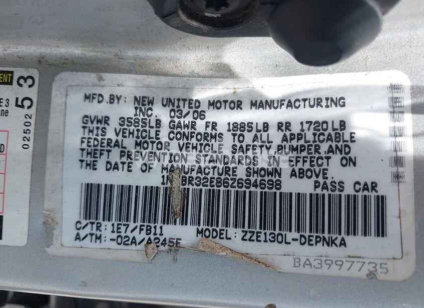 Photo 9 of 2006 Toyota Corolla LE (VIN 1NXBR32E86Z694698)