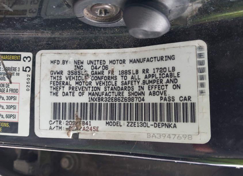 Photo 9 of 2006 Toyota Corolla LE (VIN 1NXBR32E86Z698704)