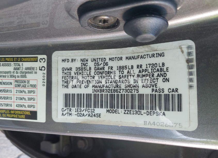 Photo 9 of 2006 Toyota Corolla S (VIN 1NXBR32E86Z730275)