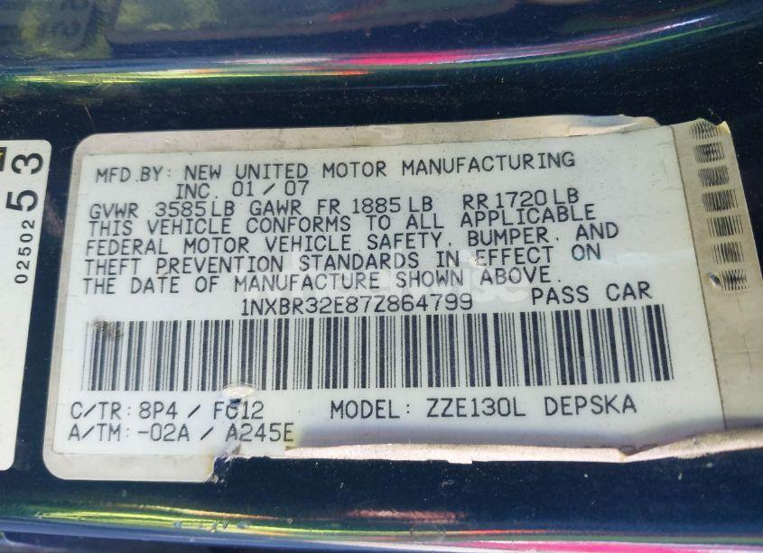 Photo 9 of 2007 Toyota Corolla S (VIN 1NXBR32E87Z864799)