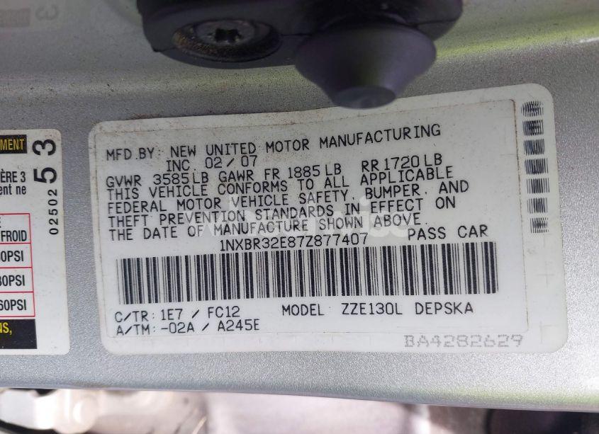 Photo 9 of 2007 Toyota Corolla S (VIN 1NXBR32E87Z877407)