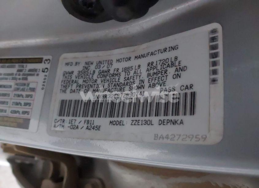 Photo 9 of 2007 Toyota Corolla LE (VIN 1NXBR32E87Z890741)