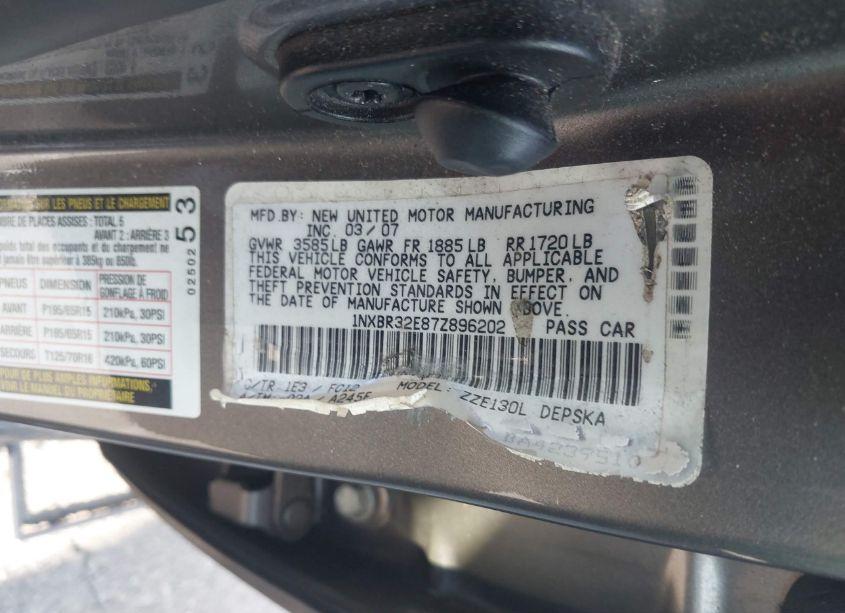 Photo 9 of 2007 Toyota Corolla S (VIN 1NXBR32E87Z896202)