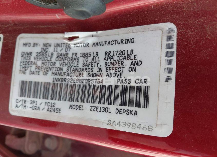 Photo 9 of 2008 Toyota Corolla S (VIN 1NXBR32E88Z025754)