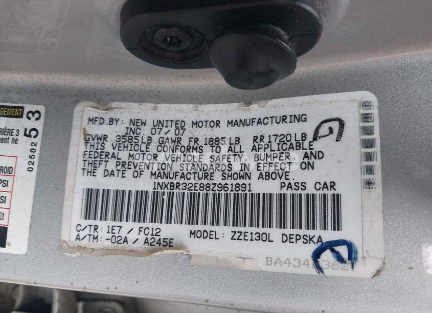 Photo 9 of 2008 Toyota Corolla S (VIN 1NXBR32E88Z961891)