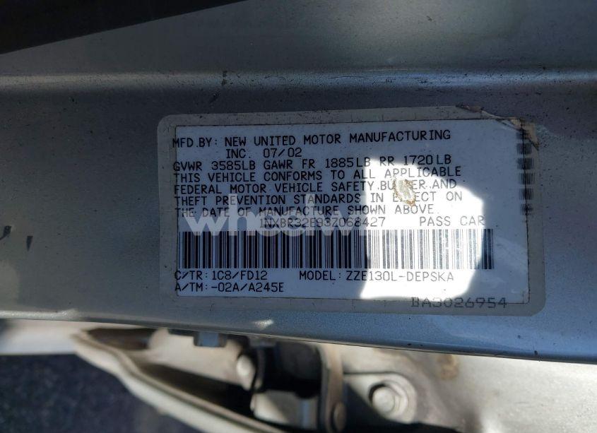 Photo 9 of 2003 Toyota Corolla S (VIN 1NXBR32E93Z068427)