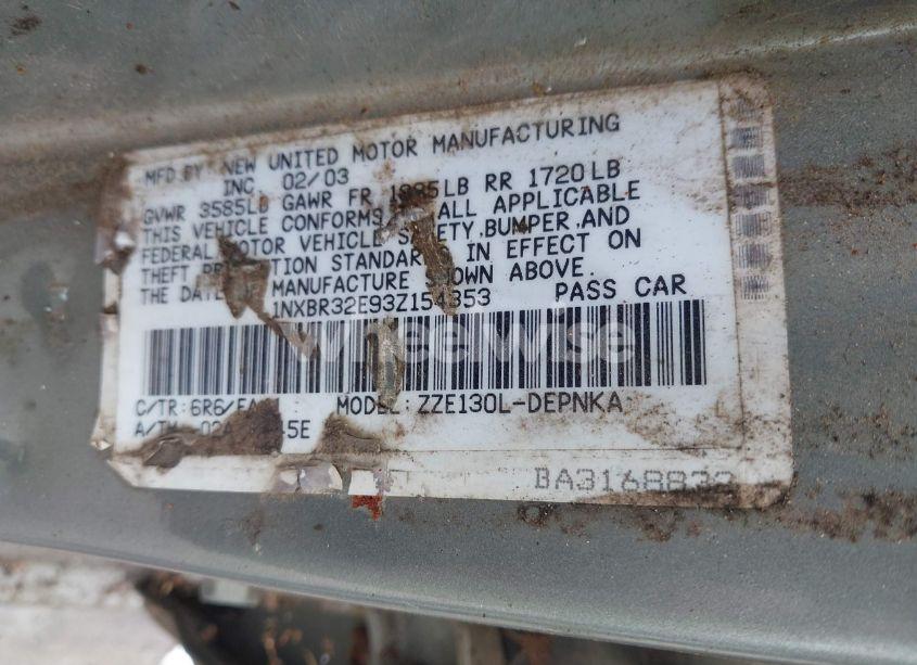 Photo 9 of 2003 Toyota Corolla LE (VIN 1NXBR32E93Z154353)