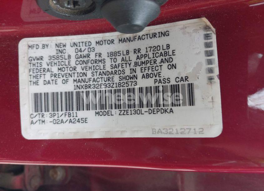 Photo 9 of 2003 Toyota Corolla CE (VIN 1NXBR32E93Z182573)