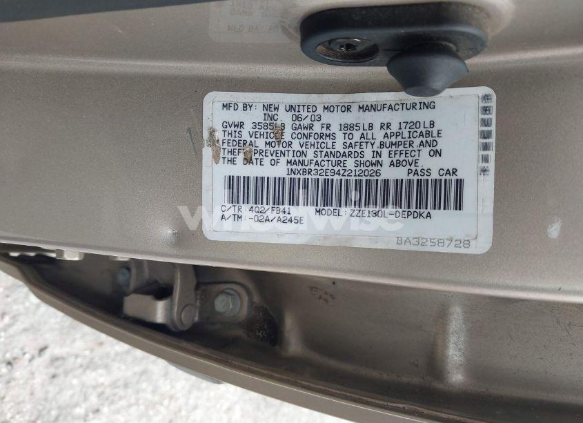 Photo 9 of 2004 Toyota Corolla CE/LE/S (VIN 1NXBR32E94Z212026)