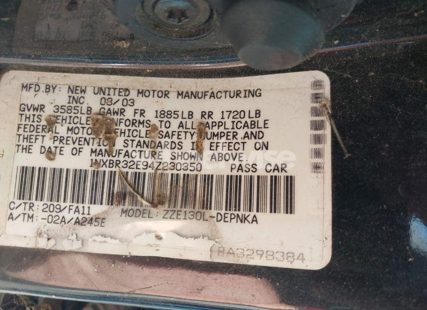 Photo 9 of 2004 Toyota Corolla LE (VIN 1NXBR32E94Z230350)