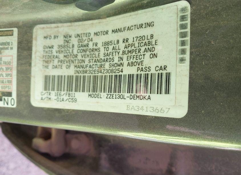 Photo 9 of 2004 Toyota Corolla CE (VIN 1NXBR32E94Z308254)