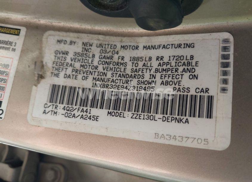 Photo 9 of 2004 Toyota Corolla LE (VIN 1NXBR32E94Z319495)