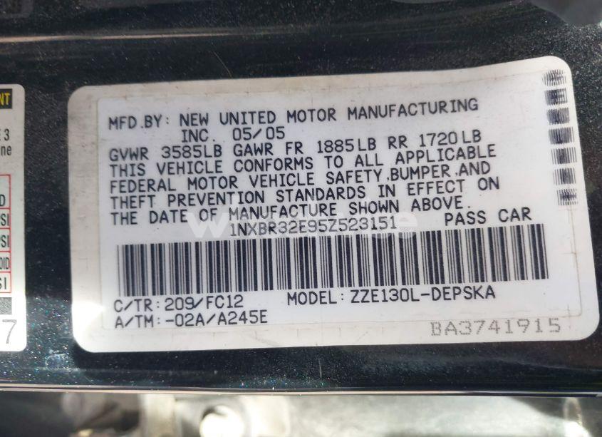 Photo 9 of 2005 Toyota Corolla S (VIN 1NXBR32E95Z523151)