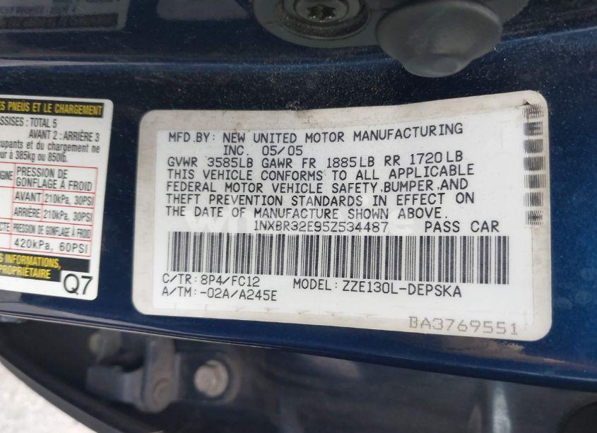 Photo 9 of 2005 Toyota Corolla S (VIN 1NXBR32E95Z534487)