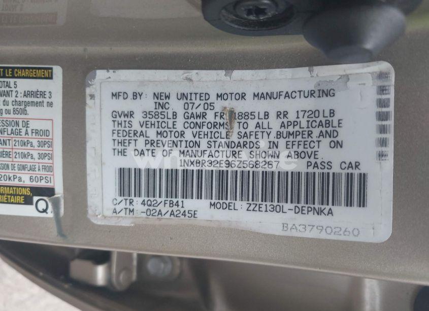 Photo 9 of 2006 Toyota Corolla CE/LE/S (VIN 1NXBR32E96Z568267)